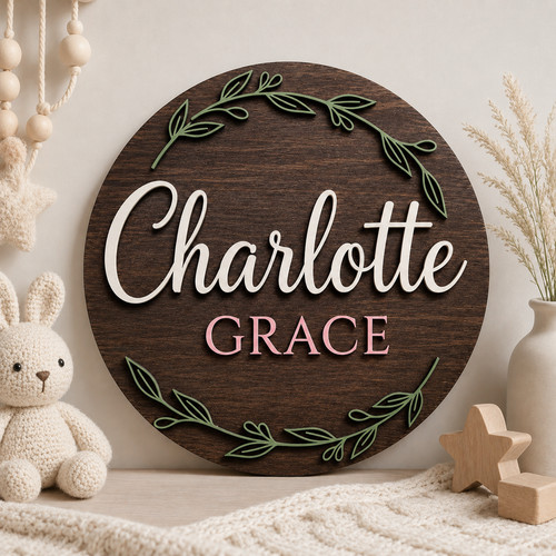 Custom wooden name sign - 3d,