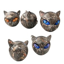 Hand-Carved Luxury Black Cat Figurine  Decorative Statue