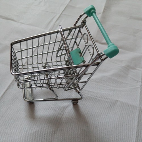 Mini metal shopping trolley - shopping,