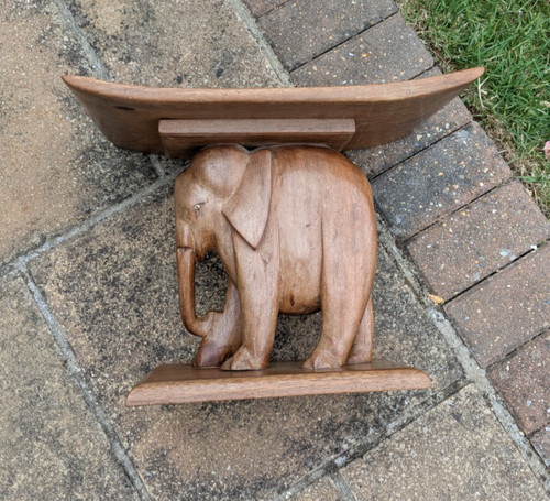 Vintage carved wooden elephant - vintage,