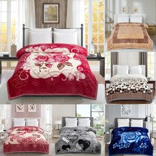2PLY Heavy Blanket Warm & Thick Soft Reversible King Size Comforter Bed Throws