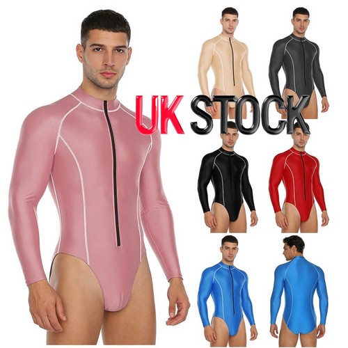 Men glossy bodysuit front - uk,