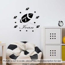 Rugby Ball art, Rugby wall sticker, Personalised name sticker, Kids bedroom wall
