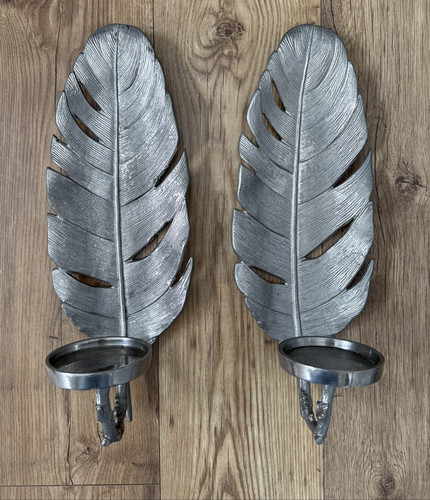 Feather shape metal candle - metal,