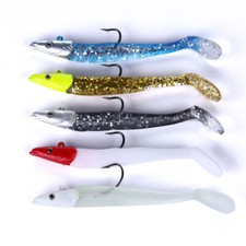 5PCS Saltwater Sandeel Lures 19g Bait Bass Cod Pollock Sea Fishing Tackle Gear