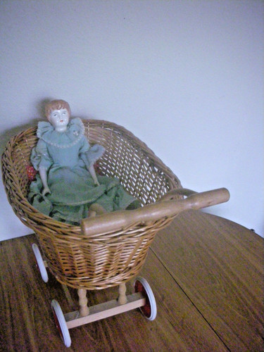 Vintage wicker doll stroller - vintage,
