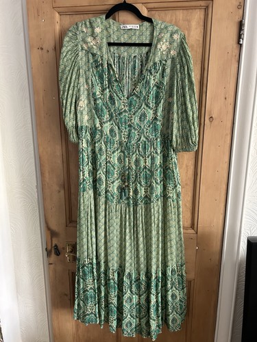 Zara green paisley - midi, dress