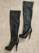 TOPSHOP 'barley2' over the knee thigh high leather boots uk 3