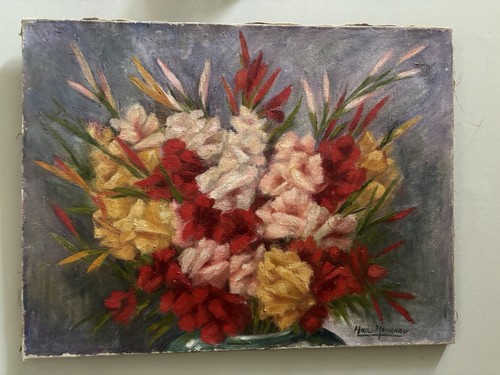 Lovely old oil painting floral - lovely,