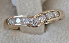 9ct Yellow Gold Cubic Zirconia Wishbone Ring Size L.
