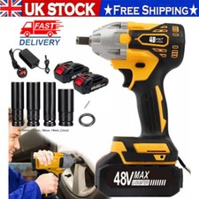 🔥New 48V 2Battery 1/2" Cordless Electric Impact Wrench Drill Gun Ratchet Driver