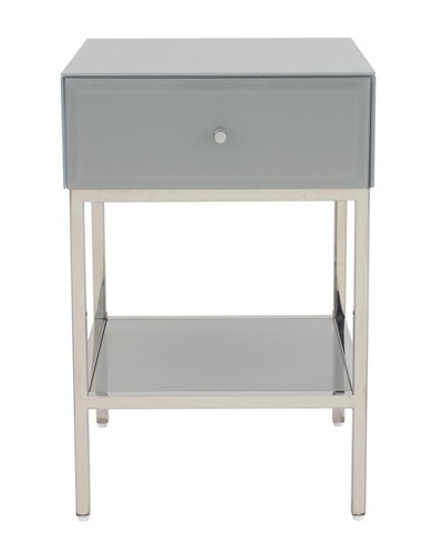 Glass mirror bedside table - glass,