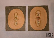 Rare French Atelier Sample Boiserie Panels Pair Floral Cartouche #11214 c1915-35