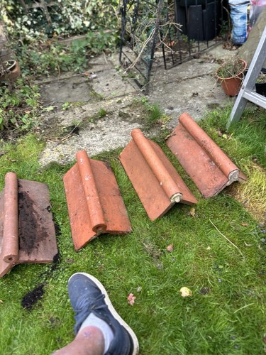 Vintage clay ridge tiles - clay,