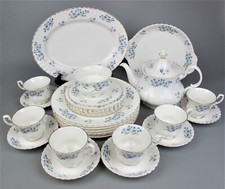 Richmond "Blue Rock" Dinner Service Set. 6 place setting. Plates cups. Blue VTG.