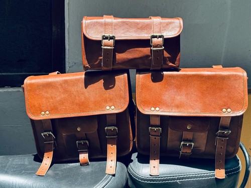 Motorcycle leather saddlebag - motorcycle,