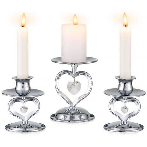 Chrome candle holders set - chrome,