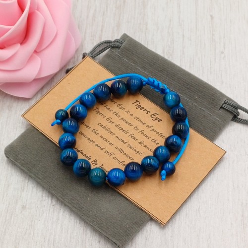 Blue tigers eye - blue, cord