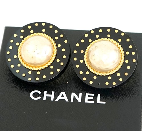 Chanel black resin pearl dots - chanel,
