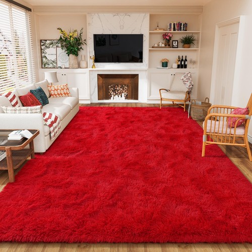 Cozy fluffy red shag area - cozy,