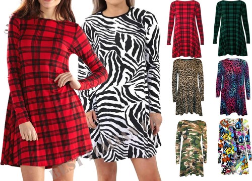 Womens printed swing dress - womens,