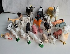 Vintage Bundle Plastic Toy Farm Animals Horse Sheep Cow Pig  Chickens 29 Figures