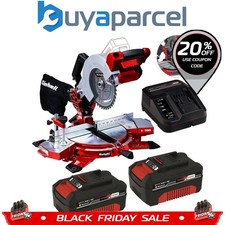 Einhell Cordless 18V Mitre Saw Power X Change +X2 4ah Batteries TE-MS 18/210 LI