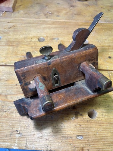 Wooden brass plough plane - brass,