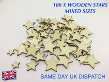 100 X PLAIN WOODEN STARS MIXED