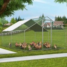 Galvanized Steel Walk In Chicken Run Extra Large Chicken Coop w/ Cover 6x3m 4x3m
