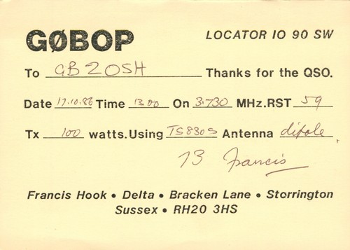 Qsl card radio - radio, g0bop