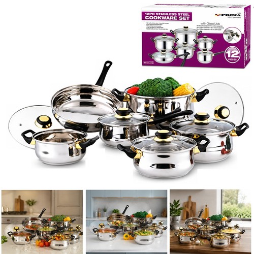 12pc stainless steel - steel, saucepan