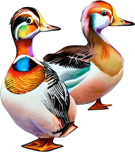 Mandarin ducks couple - mandarin,