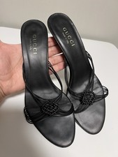Gucci Tom Ford Black Leather Sandal Heels Women’s EU 39 US 9