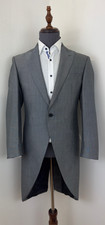 Mens Grey Tailcoat Jacket Wool Light Silver Formal Wedding Ascot Tails TO CLEAR