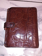 Vintage Mulberry Brown Croc Leather Pocket Organiser Filofax Notebook Fab Patina