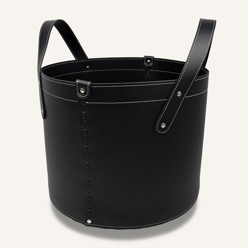 Black luxury leather log - black,
