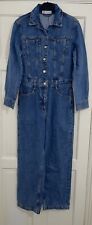 ZARA BLUE COLLARED LONG SLEEVES Z1975 DENIM JUMPSUIT WITH POCKETS SIZE M NEW