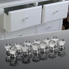 12x Diamond Acrylic Cabinet Crystal Door Knobs Sets Cupboard Drawer Handle Clear