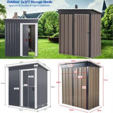 5 x 3ft Garden Shed Lockable Door Sloped Roof Outdoor Tool Storage House Sheds
