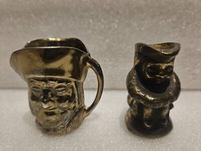 2 Vintage Brass Miniature Toby