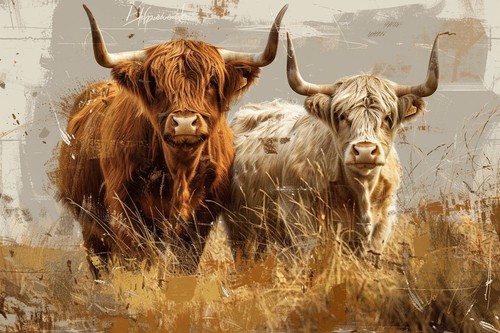 Highland cow animal - cow, canvas