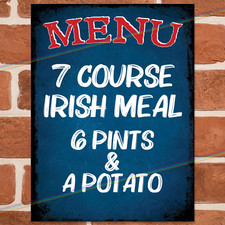 IRISH MENU Funny Metal Signs