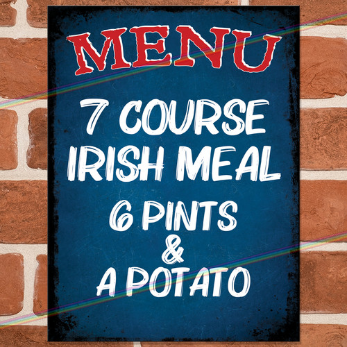 Irish menu funny metal signs - menu,