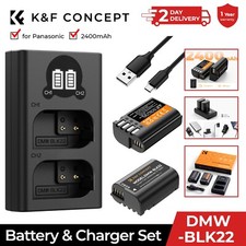 K&F Concept 2Pack DMW-BLK22 Battery and Slot Charger Set for Panasonic Lumix GH6