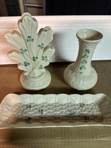 Lot belleek shamrock - belleek,