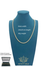 Mens 9ct Gold XP 6mm Patterned Belcher Chain 20inch Length