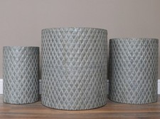 Set Of 3 Galvanised Metal Zinc