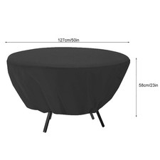 Round Table Dust Cover Outdoor Waterproof Garden Patio Furniture Covers(Black)