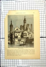 Original Old Antique Print